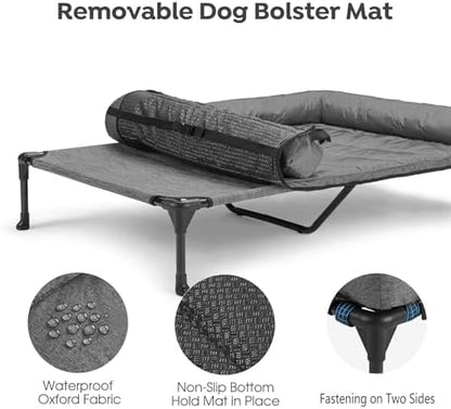 Veehoo Outdoor Elevated Dog Bed with Waterproof Bolster Cushion, Cooling