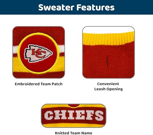 Pets First NFL Kansas City Chiefs Dog Sweater, Size Extra Large. Warm and Cozy Knit Pet Sweater with NFL Team Logo, Best Puppy Sweater for Large and Small Dogs, Team Color (KCC-4179-XL)