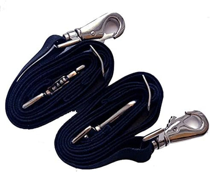 Majestic Ally Pack of 2 Adjustable length Horse Blanket Sheet Replacement Elastic Leg Strap with Double Swivel Snaps (Navy)
