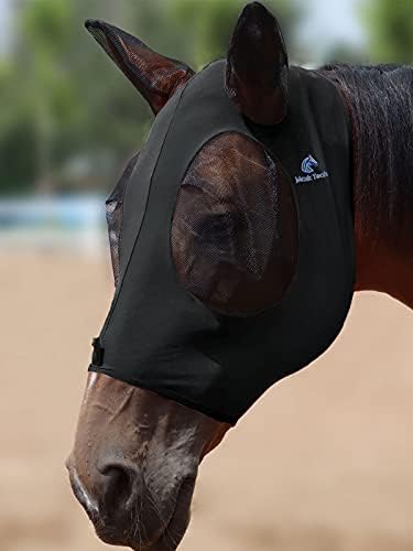 Mask Tech 5 Pieces Horse Fly Masks with Ears, Stretchy Elastic Mesh Fly Masks, 3D Eye Clearance, UV Protection-Large,Combo 25