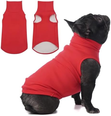 IECOii Small Dog Sweater,Stretch Fleece Vest - Red, Medium