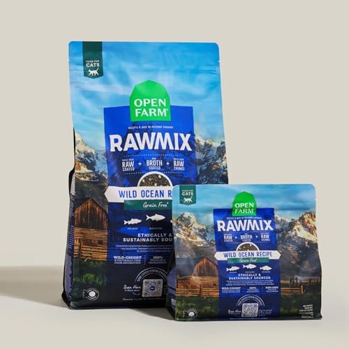 Open Farm RawMix Dry Cat Food, Wild Ocean Grain Free Kibble, 2.25lb Bag
