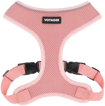 Best Pet Supplies Voyager Aerolite Over the Head Dog Harness, No Pull Breathable Air Mesh Vest, Quick Dry with Reflective Stitching, Adjustable Escape Resistant Harness - Pink, X-Small