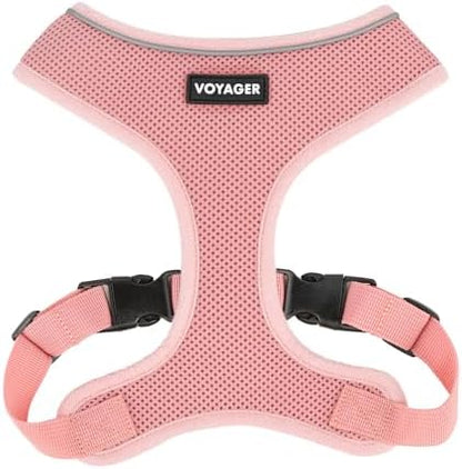 Best Pet Supplies Voyager Aerolite Over the Head Dog Harness, No Pull Breathable Air Mesh Vest, Quick Dry with Reflective Stitching, Adjustable Escape Resistant Harness - Pink, Small