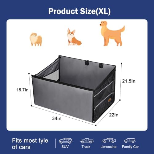 MIXJOY XL Dog Car Seat for Large Medium Dogs, Back Seat Extender for Pets, Waterproof Pet Carseat for Medium Sized Dog, Hammock for Pet, with Storage Pocket for Cars/SUV/Truck(XL)