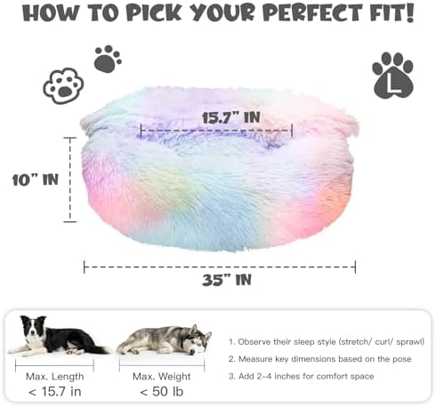 Himax Covered Large Dog Bed with Blanket Attached Calming Burrow Multicolor