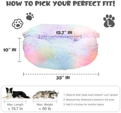 Himax Covered Large Dog Bed with Blanket Attached Calming Burrow Multicolor