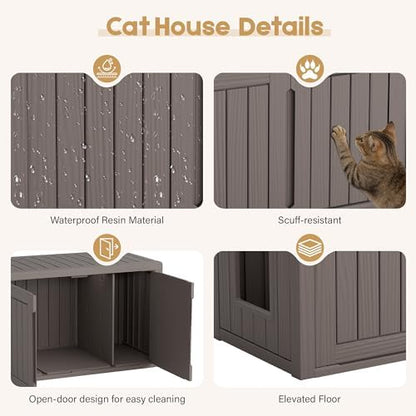 Cat Litter Box Enclosure, Covered Cat Litter Box with Adjustable Partition, Multi-Functional Hidden Enclosed Litter Box Furniture, Easy to Clean & Assemble, Dark Grey