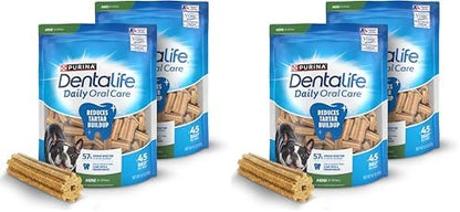 Dentalife Daily Oral Care Dog Treats for Small Dogs 5-20 lbs.,Chewy Dental Treat to Freshen Breath and Fight Tartar,Chicken Flavor,14.7 oz. Each,45 Chews each/90 Chews-45 ct. Pouch,(Pack of 2)