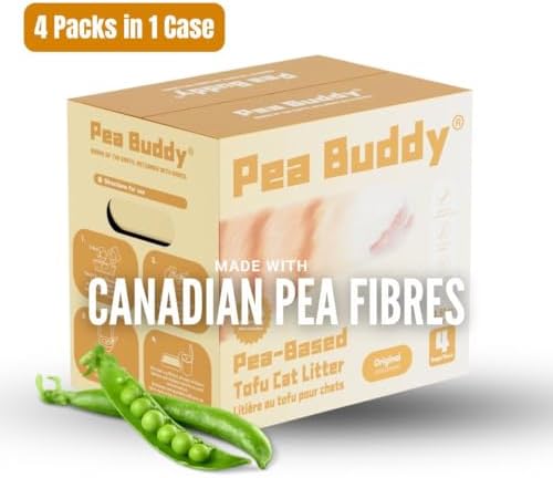 Pea Based Tofu Cat Litter, Dust Free Cat Litter, Low Tracking, and Natural Odor Control, Flushable (4 Bags, Original (Fragrance-Free))