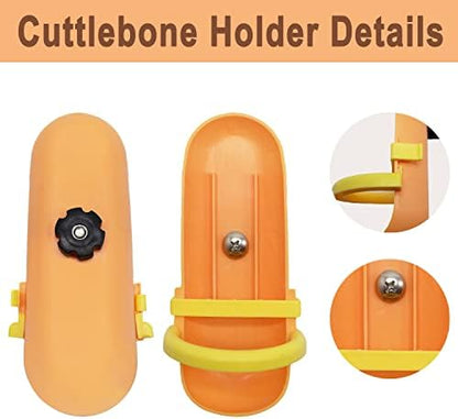 5.9"-6.53" Large Bird Cuttlebone for Parakeets, Cuddle Bone with Plastic Holder, Cuttlefish Bone for Sharp Beaks, Natural Birds Calcium Suitable for Parrots Cockatiels Budgie, 2pcs