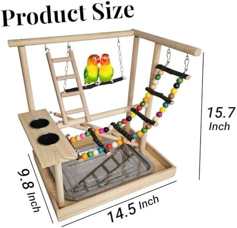 Hamiledyi Bird Playground Parakeet Play Gym Wooden Parrot Perch Stand