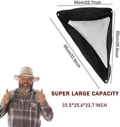 Deep Corner Hay Feeder Bag with Mesh Bottom & Snaps for Horses, Black
