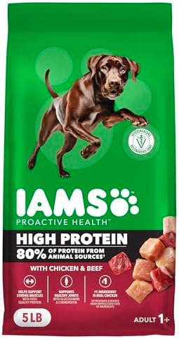 IAMS Proactive Health High Protein Dry Dog Food, Chicken & Beef, 5 lb