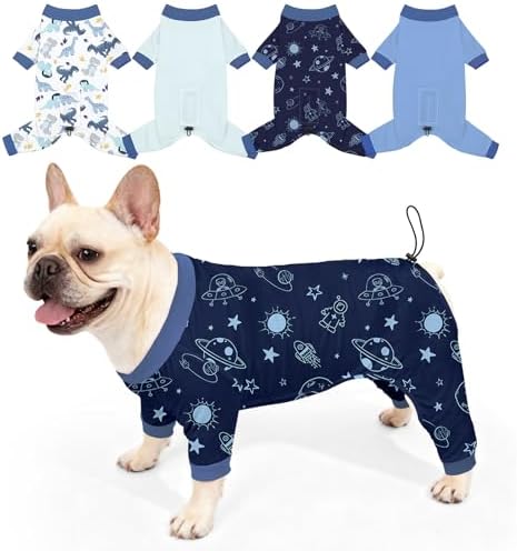 Bienbee Dog Pajamas, 4 Pack Adjustable Onesies for Small to Large Dogs L