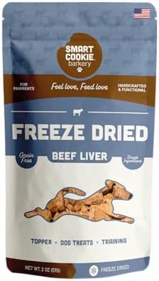 Smart Cookie Freeze Dried Beef Liver Bites - Single Ingredient Beef Liver Dog Treats - Low Calorie Training Treats for Dogs - 2oz Bag, 1 Pack