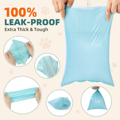 SkyNote Dog Poop Bag Rolls - Last 3 in Sky Blue Refill Reminder Waste Bag Unscented Eco-Friendly Leakproof Pet Doggie Puppy Cat Litter Bags 120 Counts for Walking Travel Home