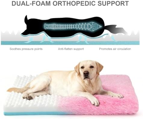 Orthopedic Memory Foam Dog Bed Large Size Crate Pad 41 x 27 Inch Pink
