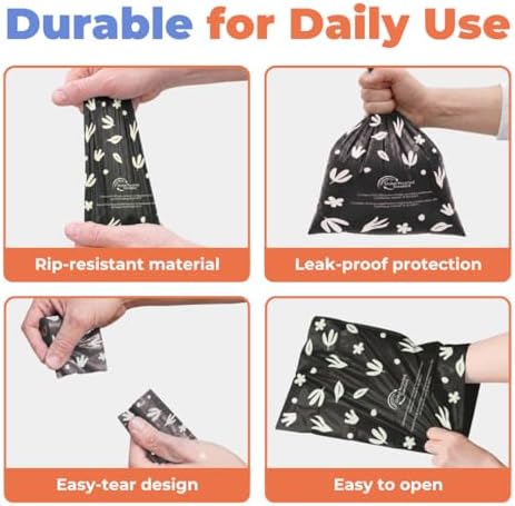 Best Pet Supplies GRS Poop Bags for Dogs - Black, 300 Count, Unscented