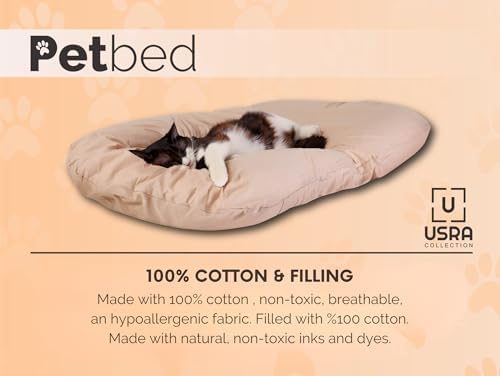 USRA 100% Cotton Orthopedic Pet Bed Gift Set with 2 Covers 28"x20" Dog Cat Recovery Pillow Hypoallergenic Natural Oeko-TEX Certified Comfy Kennel Pillow - Pink Saturn Colors