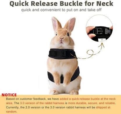 AIITLE Breathable Bunny Harness and Leash Set with Cute Bow, Black S