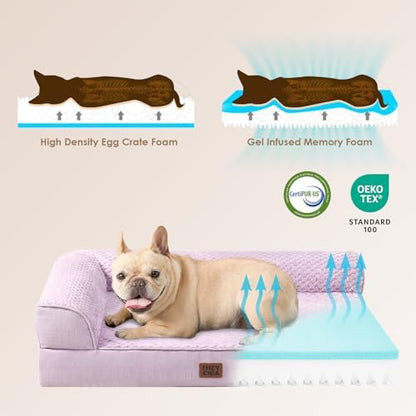 EHEYCIGA Orthopedic Dog Bed, Medium Memory Foam Dog Bed, Lilac