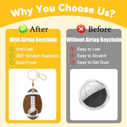 Leather Keychain Holder Case for AirTag, Cute Protective Cover for Apple Airtag KeyChain, GPS Tracker Item Finder