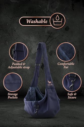 Noah & Paw Dog Sling Carrier for Small Dogs 3-10lb, Dog Sling for Small Dogs and Cats, Dog Carrier with Adjustable Padded Strap, Premium Twill, Lined with Fur, Double Safety Feature, Machine Washable