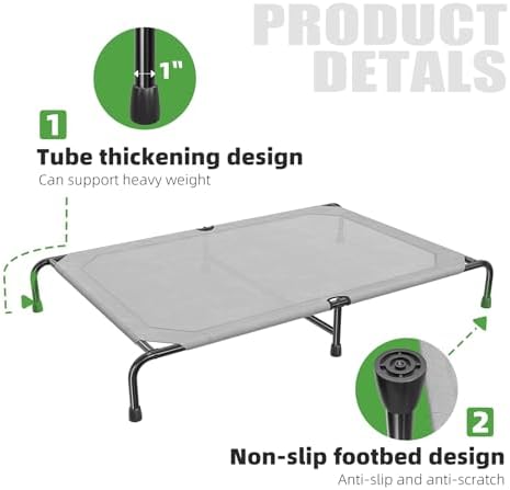 Simple Trending Raised Dog Bed for Extra Large Dogs, XL Dog Cot, Grey