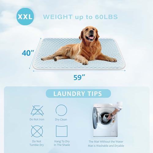 MICROCOSMOS Pet Cooling Mat & Sleeping Pad- Breathable Bubble Surface, EZ Clean. Keep Cooling for Pets, Kids and Adults in Summer.(BlueWhite, 59" x 40")