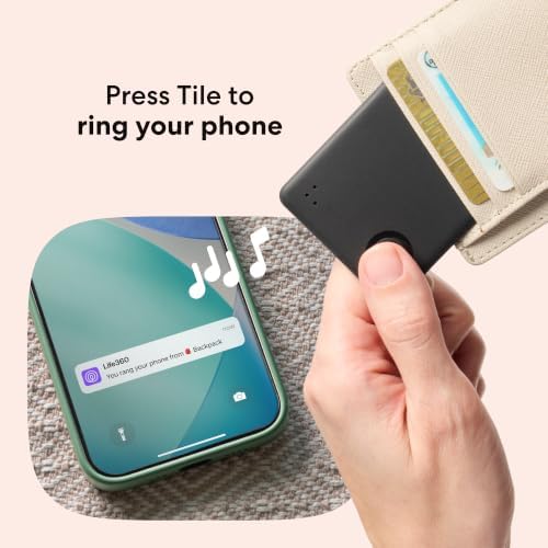 Life360 Tile Slim - Wallet Finder, Bluetooth Tracker and Item Locator for Luggage Tags, Passports and More. Both iOS and Android Compatible. Phone Finder. 1-Pack (Black)