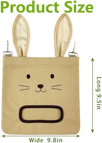 Rabbit Hay Feeder Bag - Hanging Rabbit Hay Feeder for Rabbits, Guinea Pigs and Chinchillas, Moss and Alfalfa Hay (Khaki)
