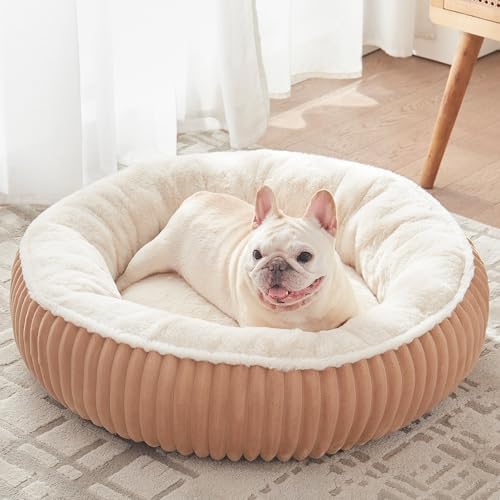30 inches Calming Donut Dog Bed for Medium Dogs,Mocha