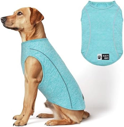 KYEESE Reflective Dog Shirt, Lightweight Sun Protection Dog T Shirts for Large Dogs Boy, Breathable Sleeveless Pet Tank Top Summer Dogs Clothes for Night Walking Outdoor, Lake Blue, 3XL