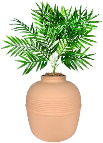 Good Pet Stuff Original Hidden Litter Box Planter, Decorative Cat Litter Enclosure, Carbon Filter, Faux Plant, Round Design, Easy to Clean, Base Kit, Palm Plant, Blush Coral