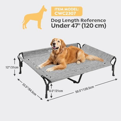 Veehoo Cooling Elevated Dog Bed, Raised Dog Cot with Guardrail & Headrest
