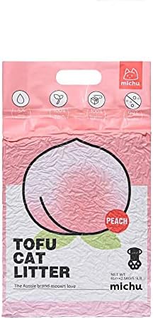 Michu Tofu Cat Litter Natural Clumping Tofu Cat Litter, Fast Clumping and Easily Scoop-able 5.5lb/88oz 5 Scents - Peach, 12 Pack