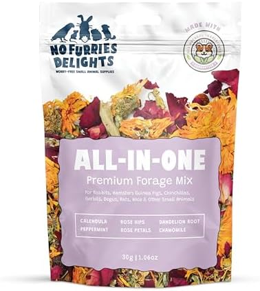 Forage Mix,100% All Natural Botanical Herb Treat for Rabbit Hamster Guinea Pig Chinchilla Chicken Gerbil Degu & Other Small Animals (All in One Forage Mix 30g)