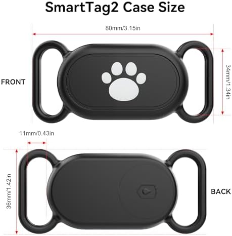 Dog Collar Holder(2 Pack) for Galaxy Smarttag2, Waterproof Silicone Case for Pet Cat, Anti-Lost Scratch Resistant Protective Cover Accessory for Samsung Galaxy Smart tag2(Black/Black)