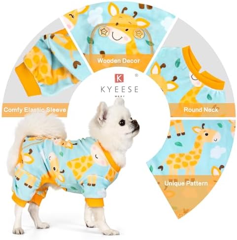 KYEESE Velvet Dog Pajamas for Medium Dogs Onesie for Daily Wear, Giraffe