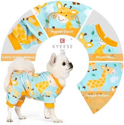 KYEESE Velvet Dog Pajamas for Medium Dogs Onesie for Daily Wear, Giraffe