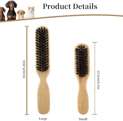 Soft Boar Bristle Dog Brush for Short Haired Dogs, Made of Bamboo,（Small）