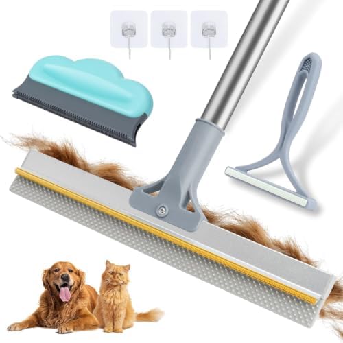 Carpet Rake for Pet Hair Removal Tool, Reusable Pet Hair Remover Broom