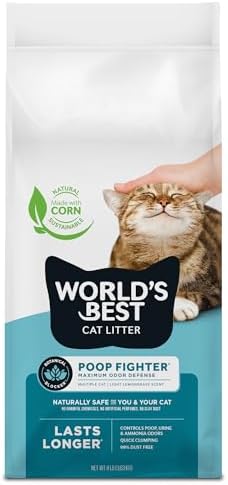 World's Best Cat Litter Poop Fighter, Urine & Poop Odor Defense, 8 lb Bag