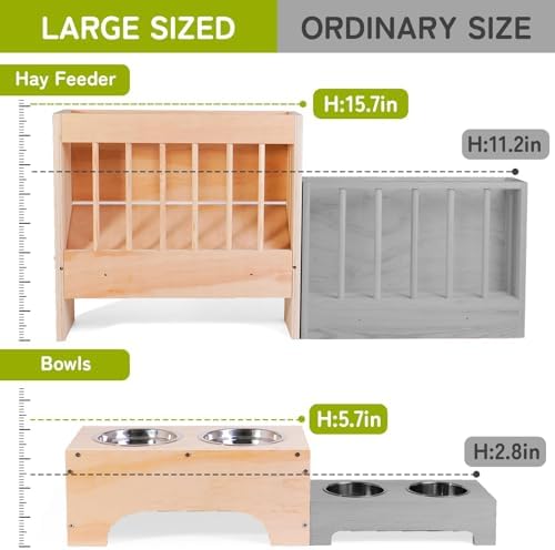 3 in 1 Extra Large Rabbit Hay Feeder with Litter Box, Wooden Bunny Toilet