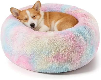 Dog Calming Beds for Medium Large Dogs Round Donut Washable Anxiety Dog Bed