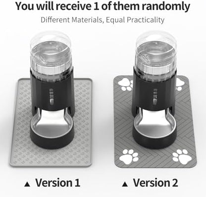 JUNSPOW Cat Water Dispenser with Placemat & Stainless Steel Bowl (4L Black)