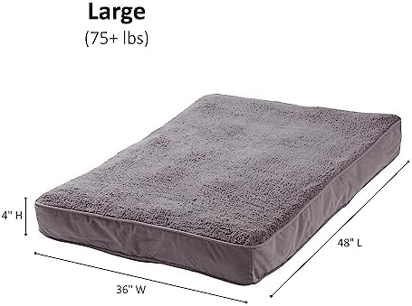 Happy Hounds Daisy Deluxe Supportive Sherpa Dog Bed, Large (48 x 36 in.), Pewter