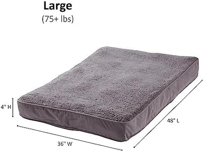 Happy Hounds Daisy Deluxe Supportive Sherpa Dog Bed, Large (48 x 36 in.), Pewter
