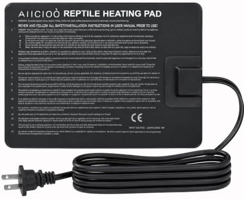 Aiicioo Reptile Heating Pad - Hermit Crab Heater Heat Mat for Reptiles Snake Lizard Terrarium 8 Watt